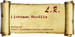 Lichtman Rozália névjegykártya